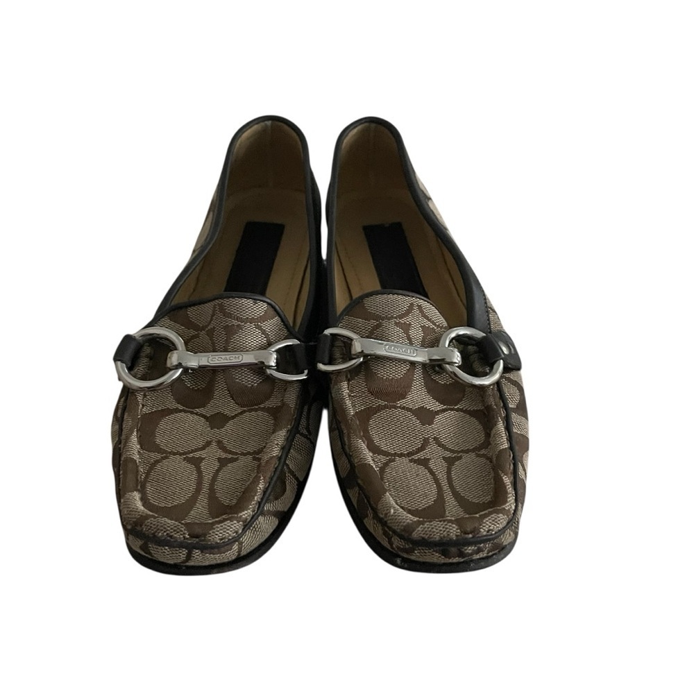 Coach Janie Loafer Brown Flats with Signature Monogram Women Size 7